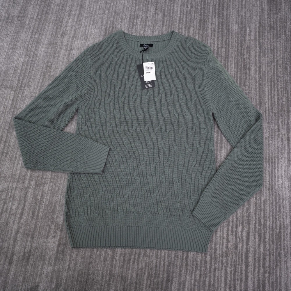 Alfani Sweater Mens Small Sage Green NWT Merino Wool Blend Crewneck 100207619MN